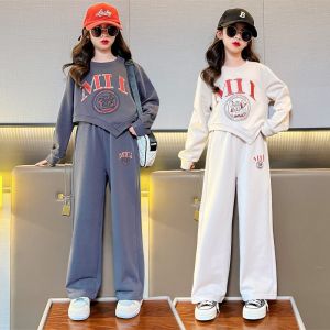 Terno Outfits for Kids Girl 7-16 Yrs Sports Suit Girls Suit Teenage Set Long Sleeve Wide Leg Pants