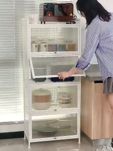 Kitchen Cabinet Storage With Door Floor-standing Multi-layer Microwave Oven Pot Rack Home Kitchen Organiser