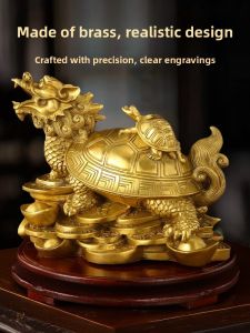 SHANYANG | Yellow Brass Eight Trigrams Mother and Son Money Dragon Turtle Decorative Home Ornament