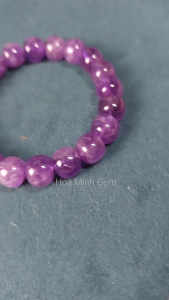 Vòng tay đá Thạch Anh Tím Amethyst tự nhiên hạt vuông bo tròn size 11 li phong cách cổ điển hoàng gia | Hoa Minh Gem