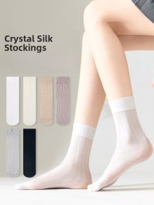 JINGCHI | Ballet Style Crystal Net Summer Thin Cool Feeling Mid-Calf Socks Womens Miu Series Ice Silk Mesh Socks Breathable Moisture Wicking