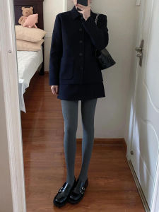 Áo Khoác Vest Nữ Cổ Điển Pháp Cao Cấp Không Đối Xứng Quần Áo Hai Mảnh Mùa Đông Phong Cách Váy Hương Vị Nhỏ