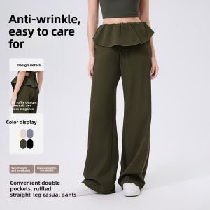 Quick Dry Yoga Pants Womens High Waist Drawstring Fitness Sporty Loose Casual Long Pants Running Exercise Yoga Trousers