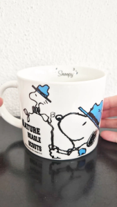 2015 Peanuts Worldwide LLC ceramic mug (Snoopy and Woodstock as scouts)