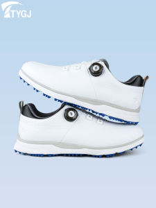 Golf Shoe Men Waterproof PU Leather Non Slip Fixed Studs White Rotating Button Shoelace Breathable Sports Shoes
