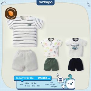 Bộ quần áo cộc tay cho bé Mompa 9 tháng-4 tuổi vải Modal ấm áp mềm mại thoáng mát 171