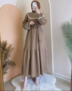 Meyra dress gamis crinkle mode terbaru 2023/gamis crinkle mix renda jumbo