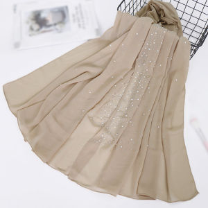 New Plain Diamond Beads Bubble Chiffon Instant Hijab Shawls Solid Thick Head Wraps Foulard Sjaal Muslim Bonnet Cachecol 180*70cm