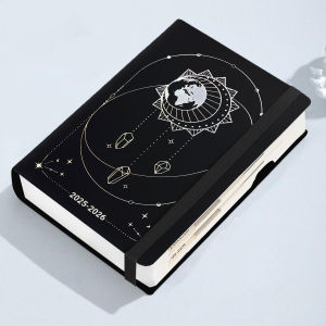 A5 Celestial Theme PU Leather Planner Notebook | Yearly & Daily Planning | Korean Stationery | Office Journaling Supplies