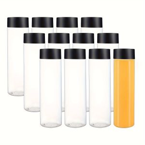 12pcs Portable Plastic Fruit Juice Bottle Clear Bulk Container For Indoor/Outdoor Camping Drink For Fridge Bar Supplies