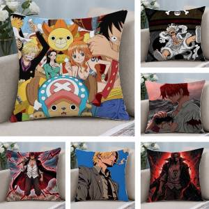 Bandai | One Piece Monkey D Dragon Anime Plush Pillow Cover Soft Short Plush Cushion Cover For Sofa Bedroom Home Decor Gift Decoration