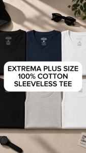 EXTREMA Mens Big & Tall Plain V-Neck Singlet Sleeveless Tank Top EX1510 Singlet Lelaki Saiz Besar