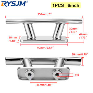 RYSJM | 316 Stainless Steel Marine Boat Cleat Mooring Bollard Dock Deck Hardware 6" 8" 10" For Yacht Kayak Canoe Easy Install