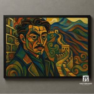 Tranh Nghệ thuật "Người Đàn Ông Đứng Ở Vạn Lý Trường Thành" VIETSMART ART - Acrylic 45 x 60cm