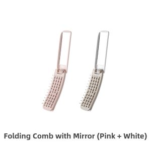 MIVOFIVO | Portable Womens Combination Hair Brush Mirror with Cushion
