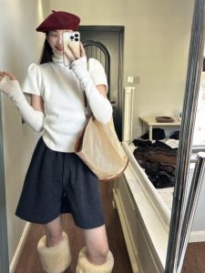 Detachable Long Sleeve Knitted Sweater Womens Autumn Winter Fashion Commute Style Slim Fit Regular Length Crew Neck Top
