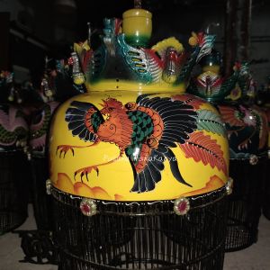 SANGKAR BURUNG PERKUTUT TERBARU KANDANG MAHKOTA MOTIF BATIK FIBER FULLSET - CIANJUR
