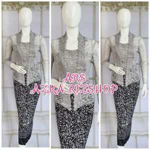set kebaya brukat kebaya kutu baru + longtorso dan rok batik