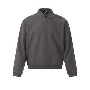 MADWITCH American Style Premium Solid Color Collared Sweatshirt Mens Loose Casual Vintage Overhead Shirt INS Spring 2025