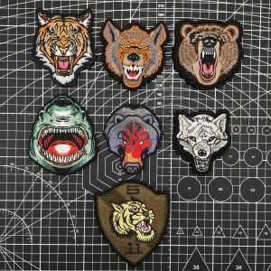 Embroidered Animal Backpack Badges Shark Wolf Bear Tiger Motivational Chapter Military Fan Personalized Beast Stickers