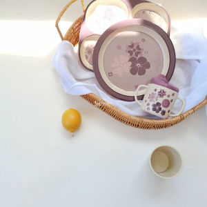 Baby Cartoon Handle Learning Drinking Cup Dining Utensils Partitioned Feeding Bowl Water Cup Solid Food Plate for Children