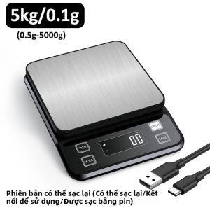 Cân Nhà Bếp Kỹ Thuật Số 3/5/10Kg 0.1G Độ Chính Xác Màn Hình LCD Hiển Thị Thép Không Gỉ Chống Thấm Nước Đo Cân Dụng Cụ Nướng Bánh