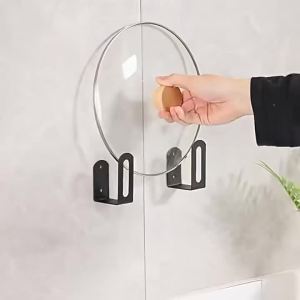 2/4pcs No-Drill Pot Lid Rack Kitchen Multi-Functional Storage Rack Cutting Board Bathroom Balcony Wall-Mounted Organizer