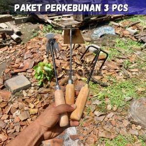Paket berkebun 3 pcs pencabut rumput liar halaman cangkul mini stainless garuk sampah / paker berkebun murah / gardening tools