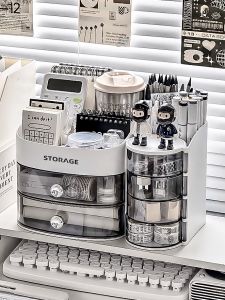 ช่องเก็บของแบบลิ้นจี่สำหรับโต๊ะทำงาน ชั้นวางของสำหรับใส่ของสำนักงานแบบพกพาได้ขนาดใหญ่ ช่องเก็บของสำหรับใส่ปากกาสำหรับโต๊ะทำงาน