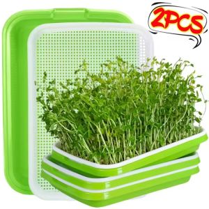2Pcs Microgreen Sprout Tray Germination Tray Double Layer Sprout Hydroponic Tray Plate Nursery Pot Soilless Cultivation Planting