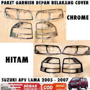 Paket Garnish Lampu Depan Belakang Suzuki Apv Lama 2005 2006 2007 Hitam Chrome