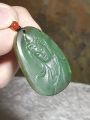 Premium Nephrite greenish Guan Yin (Goddess of Mercy) Jade pendant (with certificate) [Natural Crystal] 和田玉俄碧绿观音吊坠(带证书). 