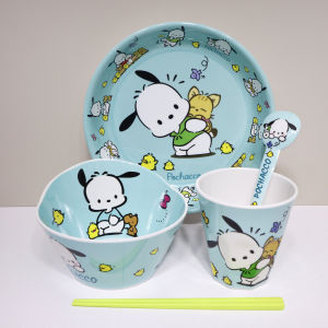 Cute Cartoon Puppy Shatterproof Melamine Bowl Spoon Cup Dish Set for Babies And Children Eating Resin Imitation Porcelain Bowl