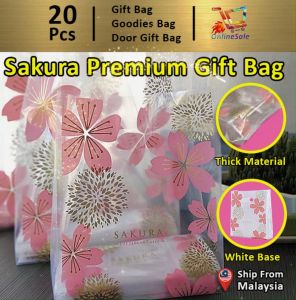 Gift Bag 20pcs Premium Transparent Clear Thick Goodies Bag Door Gift  Birthday Wedding Party (20) Sakura Plastic Bag Snack Bakery Cake Cookies Dessert