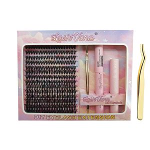 DIY Lashes Extension Kit Eyelashes 40D 8-16mm 240PCS Clusters Lash Bond and Seal Makeup Tools for Gluing Lashes Gluing Glue