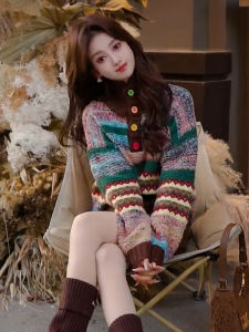 Winter New Fashionable Elegance Colorful Button High Neck Casual Sweater