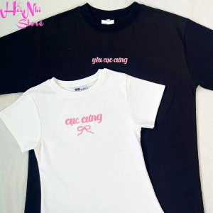 Áo Thun Cặp Baby Tee Cục Cưng Thun Tay Lỡ Thêu Chữ Yêu Cục Cưng Form Rộng 75kg Siêu Xinh Ulzzang- MM Hồng Nhi Store