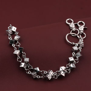 Fashion Punk Dice Waist Chain Bet Prize Keychain HIP-POP Beaded Sieve Bag Charms Pendant for Men Women Halloween Accessorie Gift