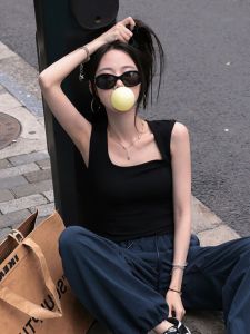 American Style Strap Vest Womens Inner Wear Summer New Model with Chest Pad Bra Integrated Outer Wear Base Beautiful Back Shirt