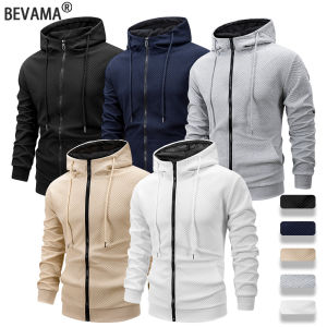 Autumn Casual Mens Hoodies Jacket Solid Color Loose Daily Hooded Sweatshirt Zipper Design Sportswear Coat Long Sleeve Jacket