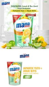 Mama Lemon Sabun Cuci Piring Yuzu & Jeruk Nipis Anti Lemak 680 ML Bonus Bubble Dus
