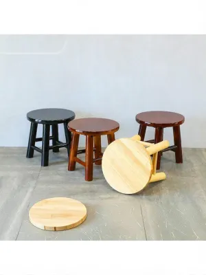 Simple & Storable Wooden Round Low Stool