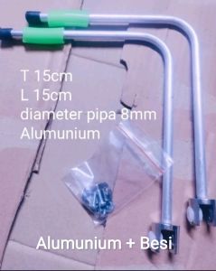 Tiang lampu aquarium aquascape T15cm L15cm diameter pipa 8mm Alumunium + Besi