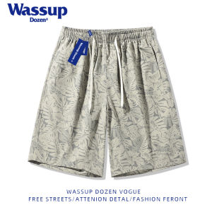 Wassup Dozen Summer Casual Floral Shorts Mens Hawaiian Beach Loose Sports Five-Quarter Pants Polyester Elastic Fiber Youth Fashion