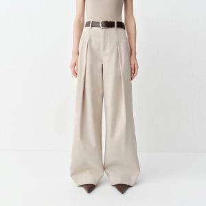 High Waist Casual Fashionable Wide Leg Straight Cut Pants Womens Long Trousers Versatile Comfortable Cotton Blend Pants
