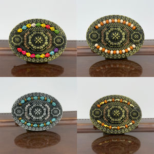 1 Piece of Dark Aged Skull Style Carved Stone-Inlaid Wooden Bead Fashionable DIY Belt Buckle Accessories