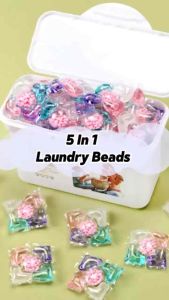 5-in-1 Antibacterial Laundry Beads Multipack - Hypoallergenic Fragrance-Free Detergent & Softener