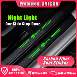 4Pcs/Set  Hyundai Luminous Car Door Sill Protector Plate Rear Trunk Bumper Threshold Waterproof Stickers Car Threshold Strips Sticker [COD][Ready Stock]