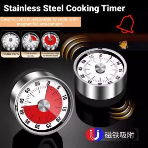 【Time Management】Multi-Purpose Stainless Steel Timer Magnetic Mechanical Digital Timer 60-Minutes Alarm Cooking Timer