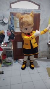 Kostum Maskot Badut Marsha Jas Kuning Hitam Lucu